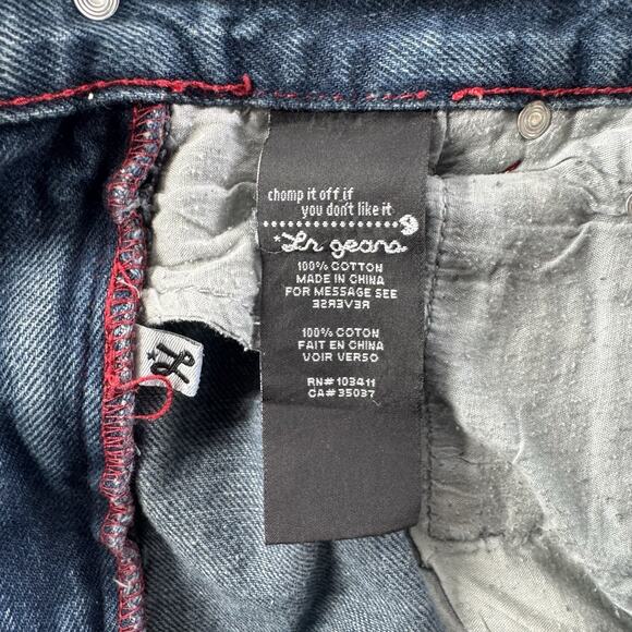 Y2K LRG Denim Jeans Baggy Embroidered Sugar Skull Rare Vintage Size 36 - Picture 8 of 11